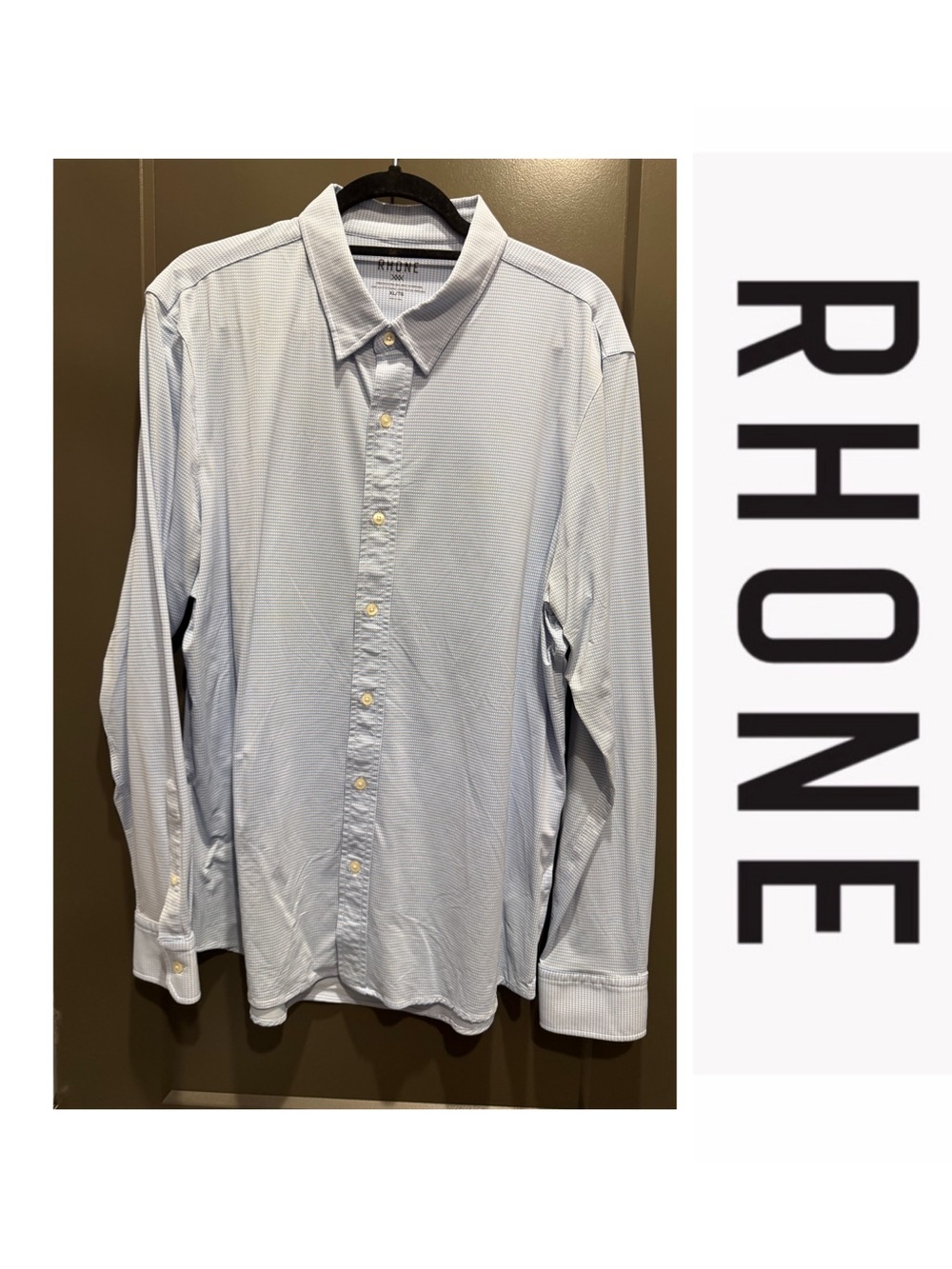 Rhone | Commuter Dress Shirt | XL | Blue & White